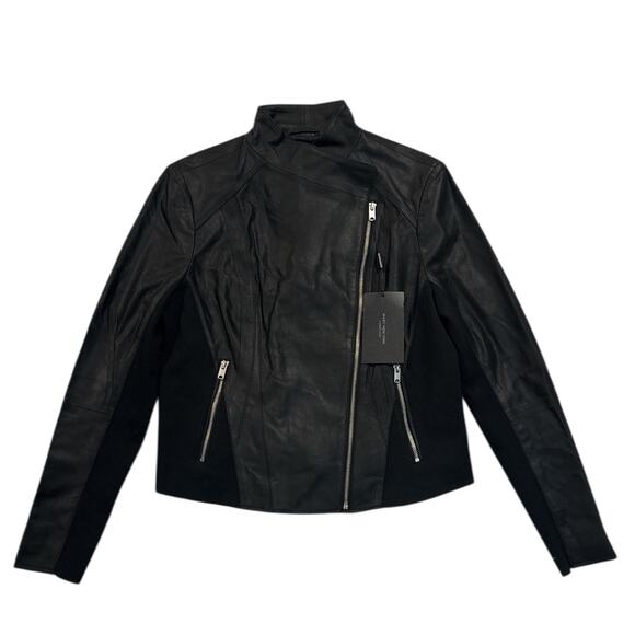 Andrew Marc Felix Leather Moto Jacket Women’s XL Black Asymmetrical Zip - Picture 11 of 11